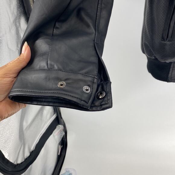 SF Superlative Fashion black moto jacket grunge dark faux leather size M - Picture 6 of 11